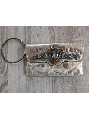 Vintage Guess Y2K Gold Jewels Clutch Purse‎ Ring Strap Festival Travel